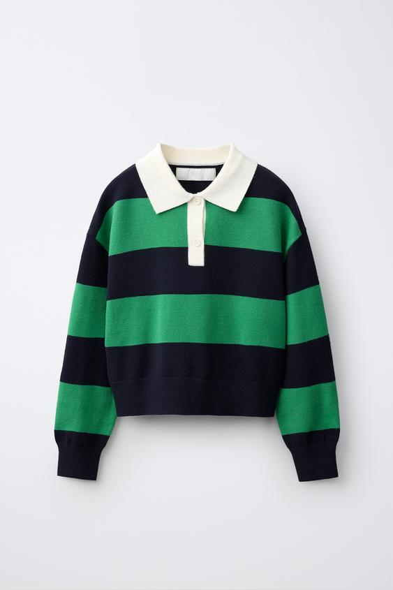 STRIPED POLO COLLAR JUMPER - striped de Zara - Imagen 0