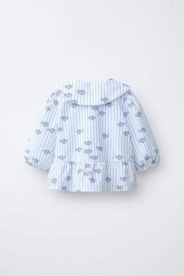 STRIPED SHIRT WITH FISH PRINT - Blue by Zara - Image 1