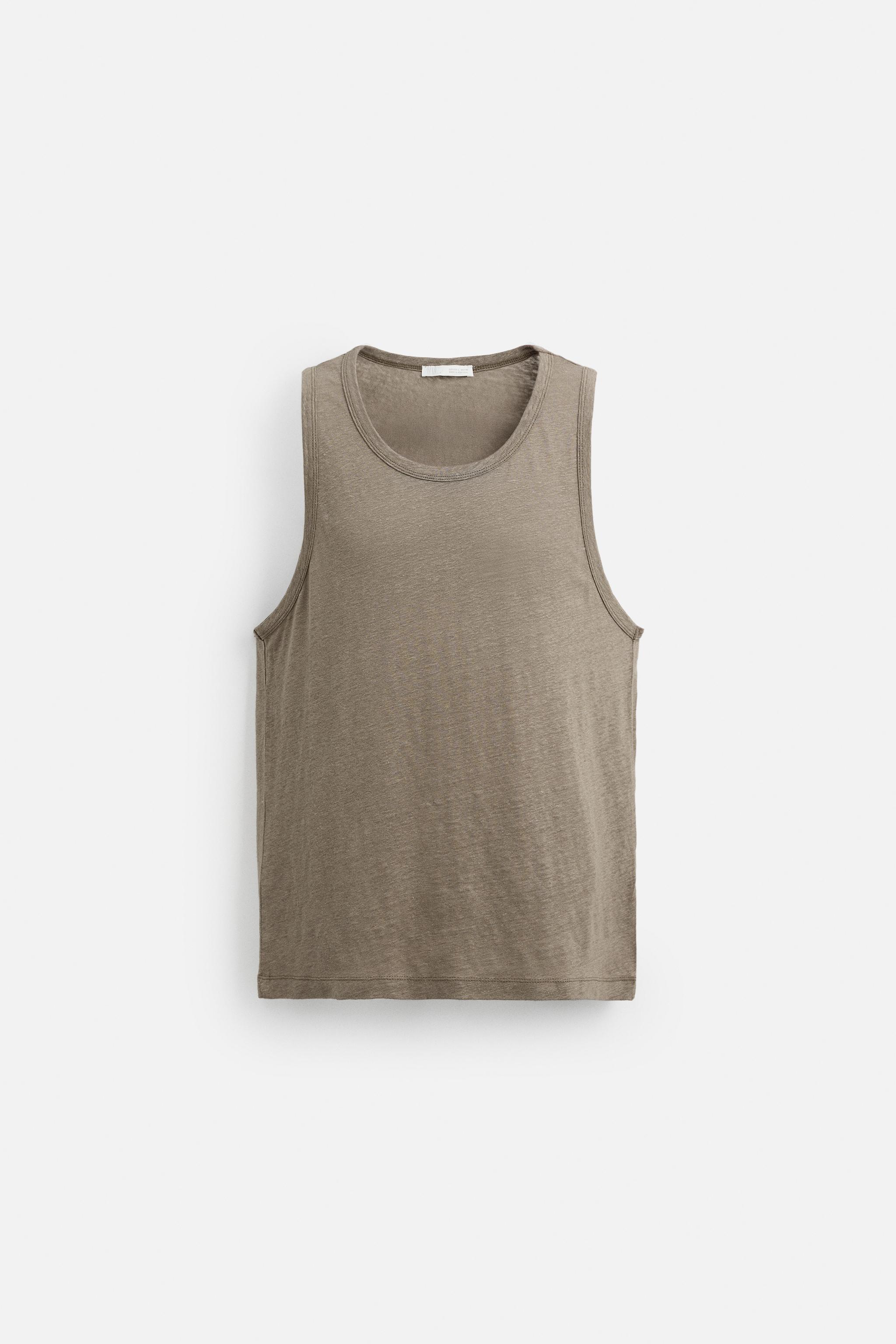 ★ドイツ発*ZARA*新作*リネンタンクトップ/BROWN★ 100%リネンタンクトップ - ブラウン/モール | ZARA Japan / 日本
