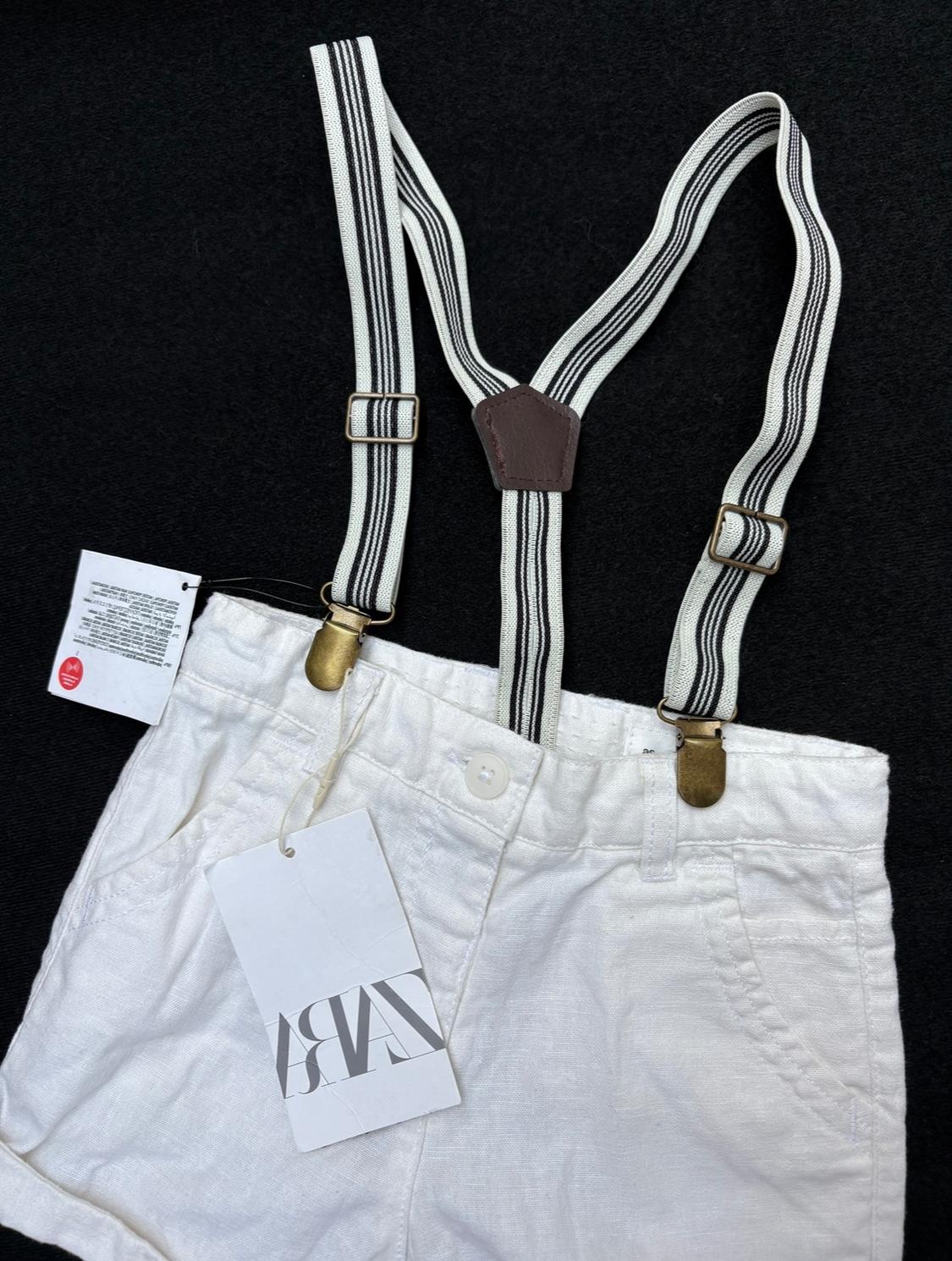 LINEN BLEND BERMUDA SHORTS WITH REMOVABLE BRACES - Image 3