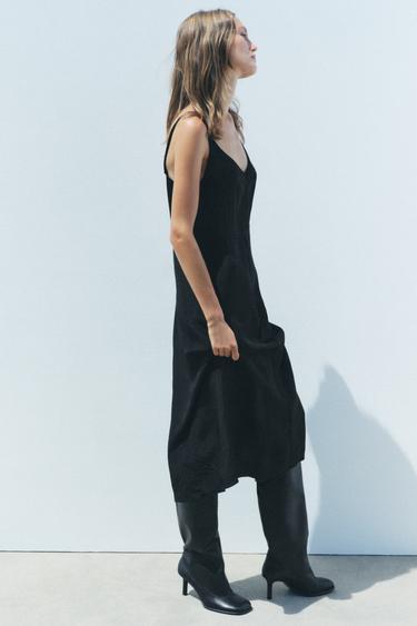 Zaras GLANSIG SLIPKLÄNNING ZW COLLECTION - Svart