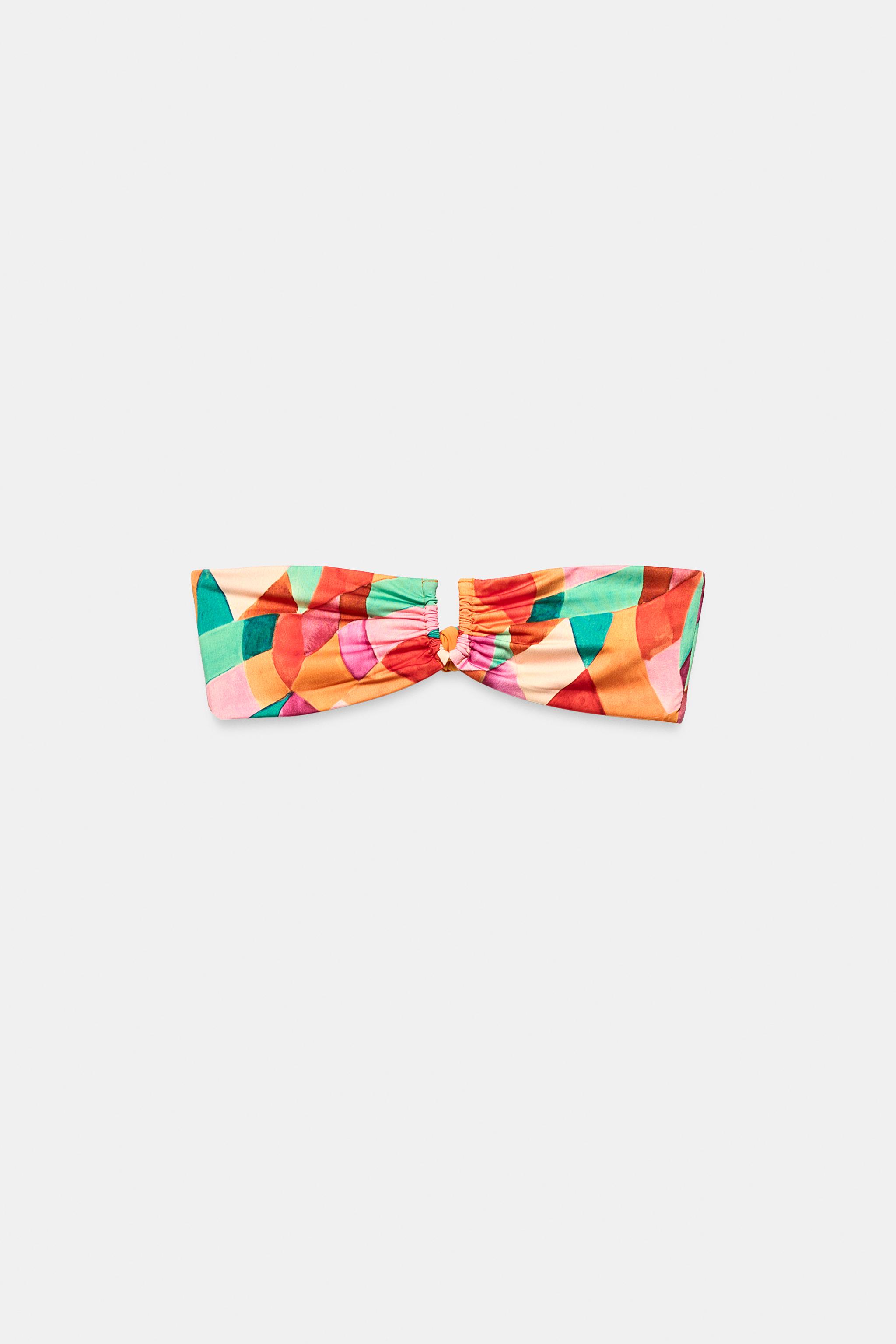 PRINTED BANDEAU BIKINI TOP — Multicolored