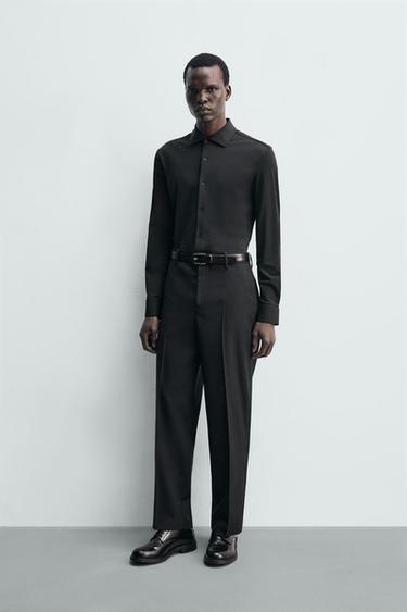 STRETCH TEXTURED SHIRT - Black by Zara