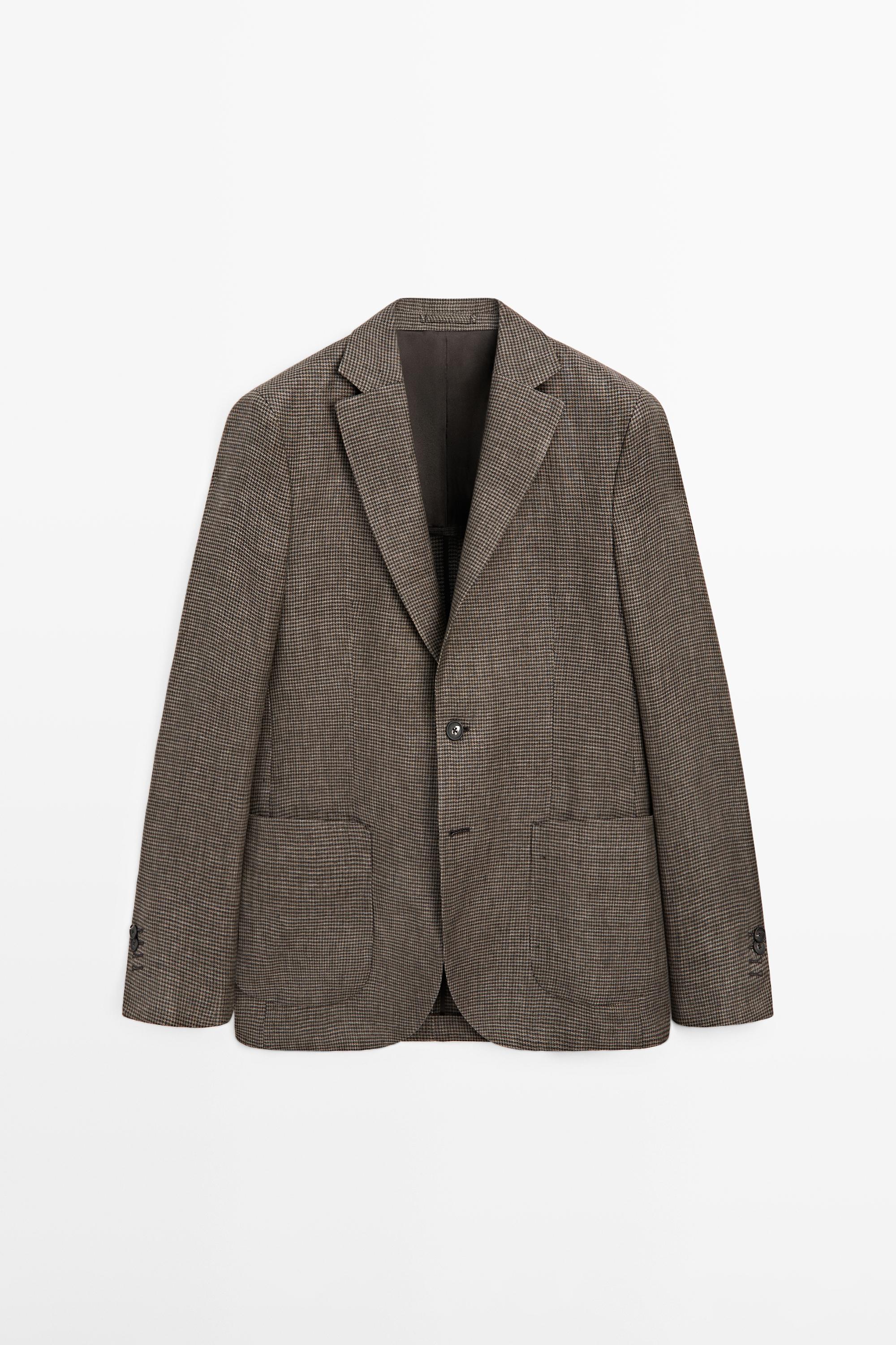 100% linen blazer with pocket details — taupe brown
