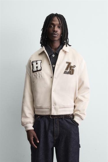 جاكيت بومبر بمظهر جلد الغزال - خَام by Zara