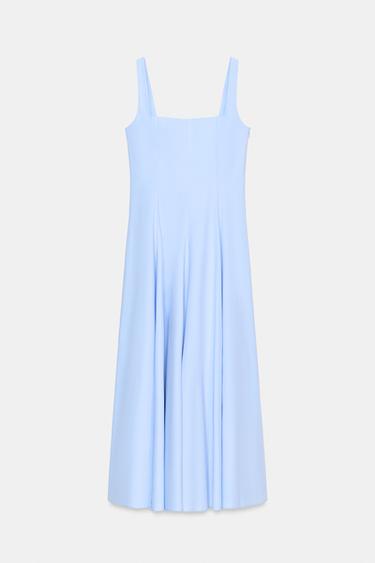 ROBE EN POPELINE À GODETS - Bleu clair de Zara - Image 3