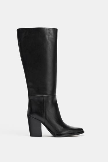 LEATHER COWBOY BOOTS - Black by Zara
