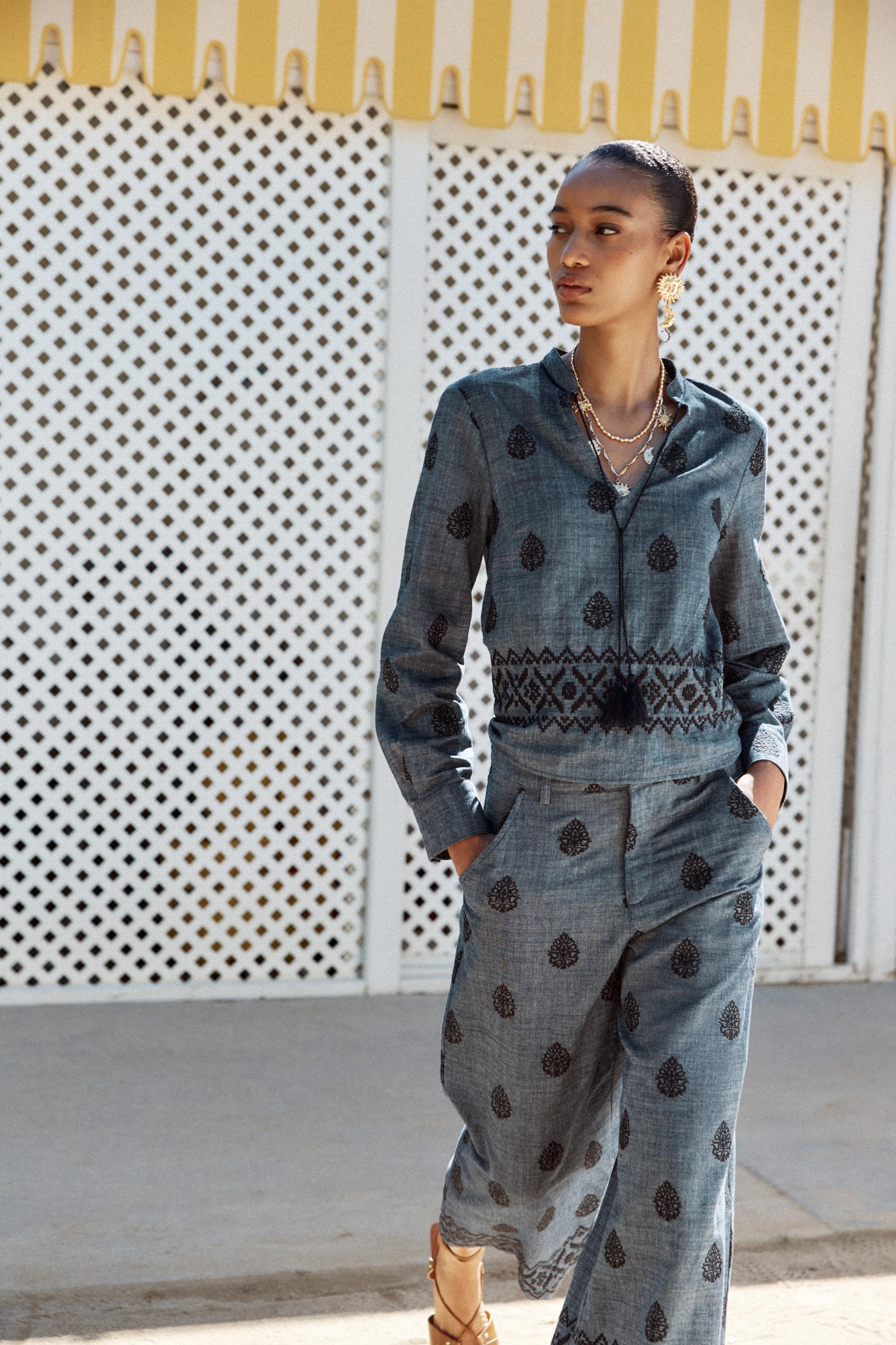 EMBROIDERED CULOTTES - Blue | ZARA United States