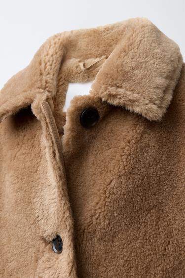 FAUX FUR COAT - Caramel by Zara - Image 4