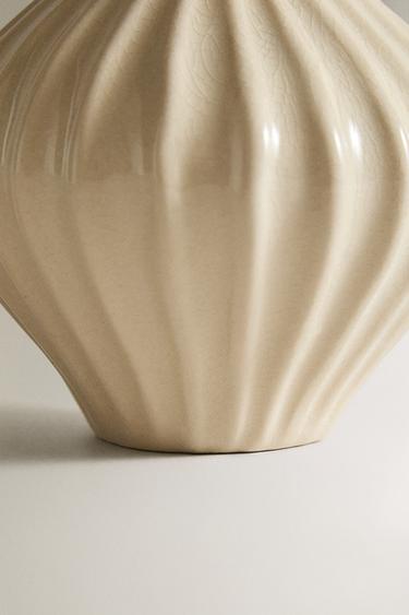 SMALL ENAMELLED STRIPED CERAMIC VASE - Cream by Zara - Image 2
