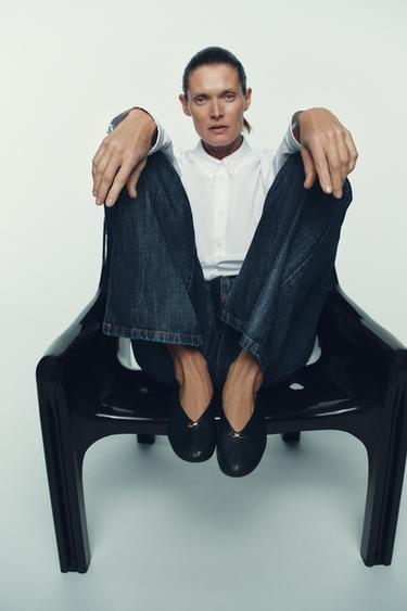 SABRINA DE PELE COM APLIQUE - Verde da Zara