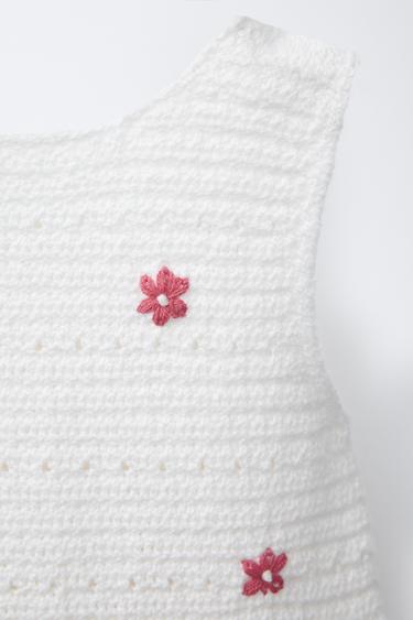 BARBOTEUSE EN MAILLE FLEURS BRODÉES - Écru de Zara - Image 2