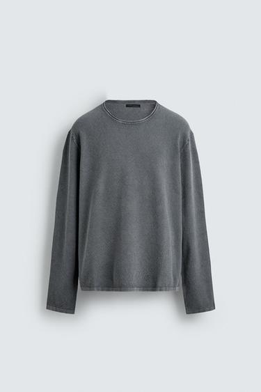 JERSEY ESTRUCTURA LAVADO - Azulado de Zara