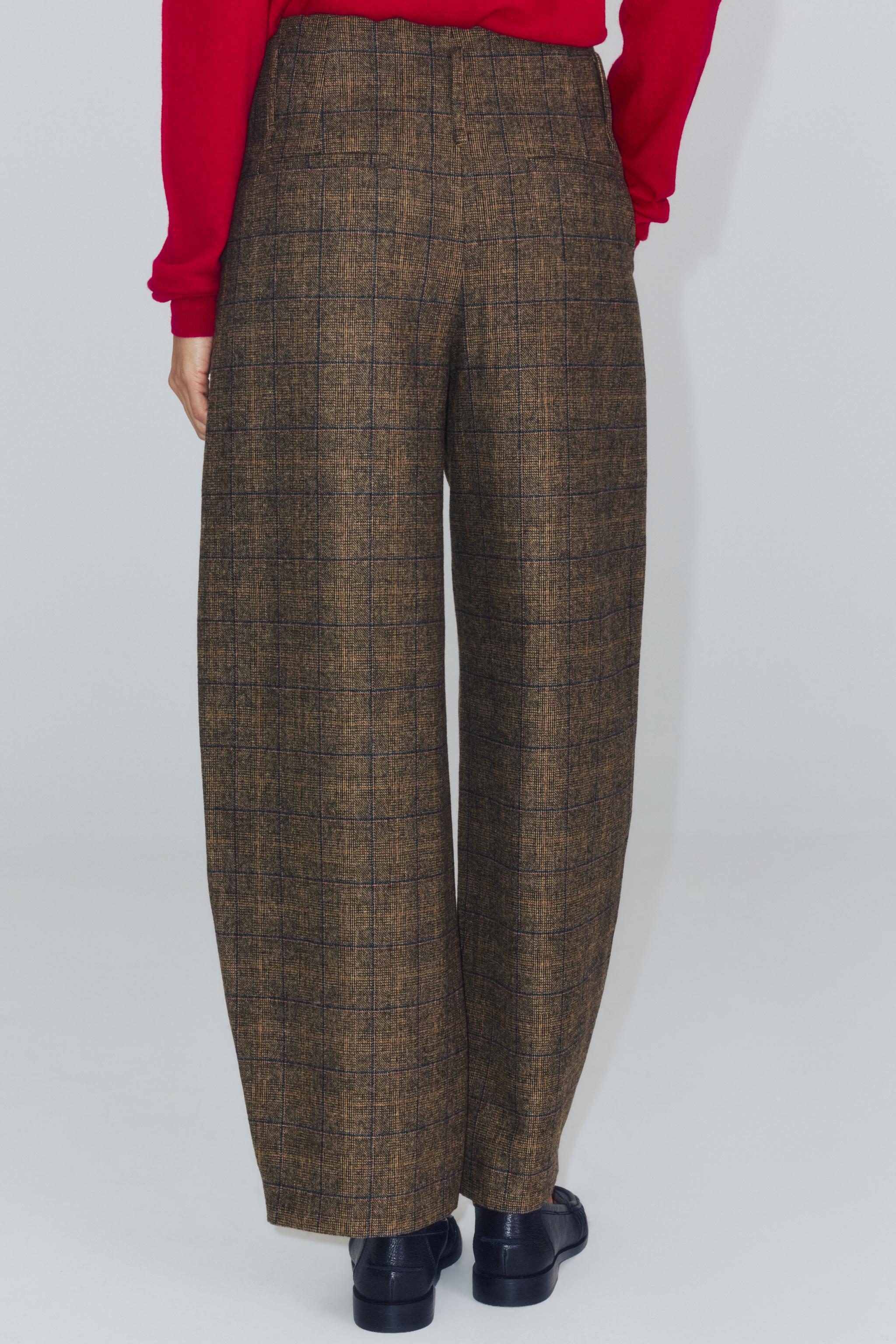 PANTALON BARREL CARREAUX AVEC LAINE ZW COLLECTION