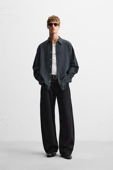 RELAXED FIT TEXTURED SHIRT - Indigo by Zara