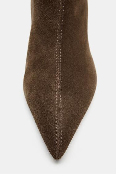 LEATHER HIGH-HEEL ANKLE BOOTS - Brown by Zara - Image 6