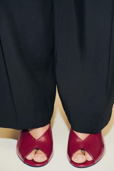 Zara OPEN TOE SANDALS - Burgundy Red - Image 0