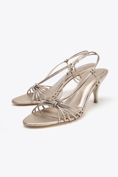 LEATHER KNOTTED STRAPPY SANDALS - Bronze by Zara - Image 3