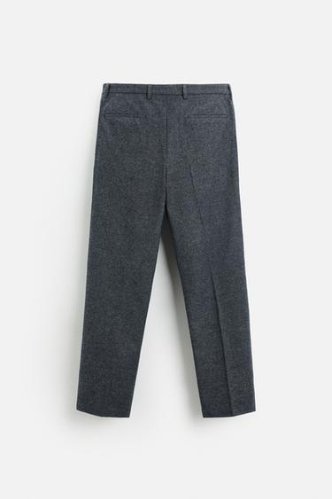 Zara SLIM FIT STRUCTURED PANTS - Blue / Gray