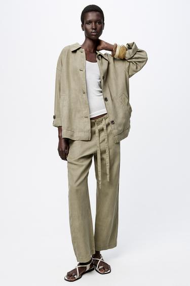 ZW COLLECTION PYJAMA-STYLE TROUSERS - Green by Zara - Image 0