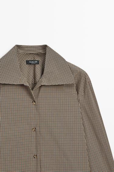 Cotton blend gingham shirt — Brown 2