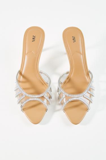 VINYL SANDALS WITH SHINY DETAILS - Beige by Zara