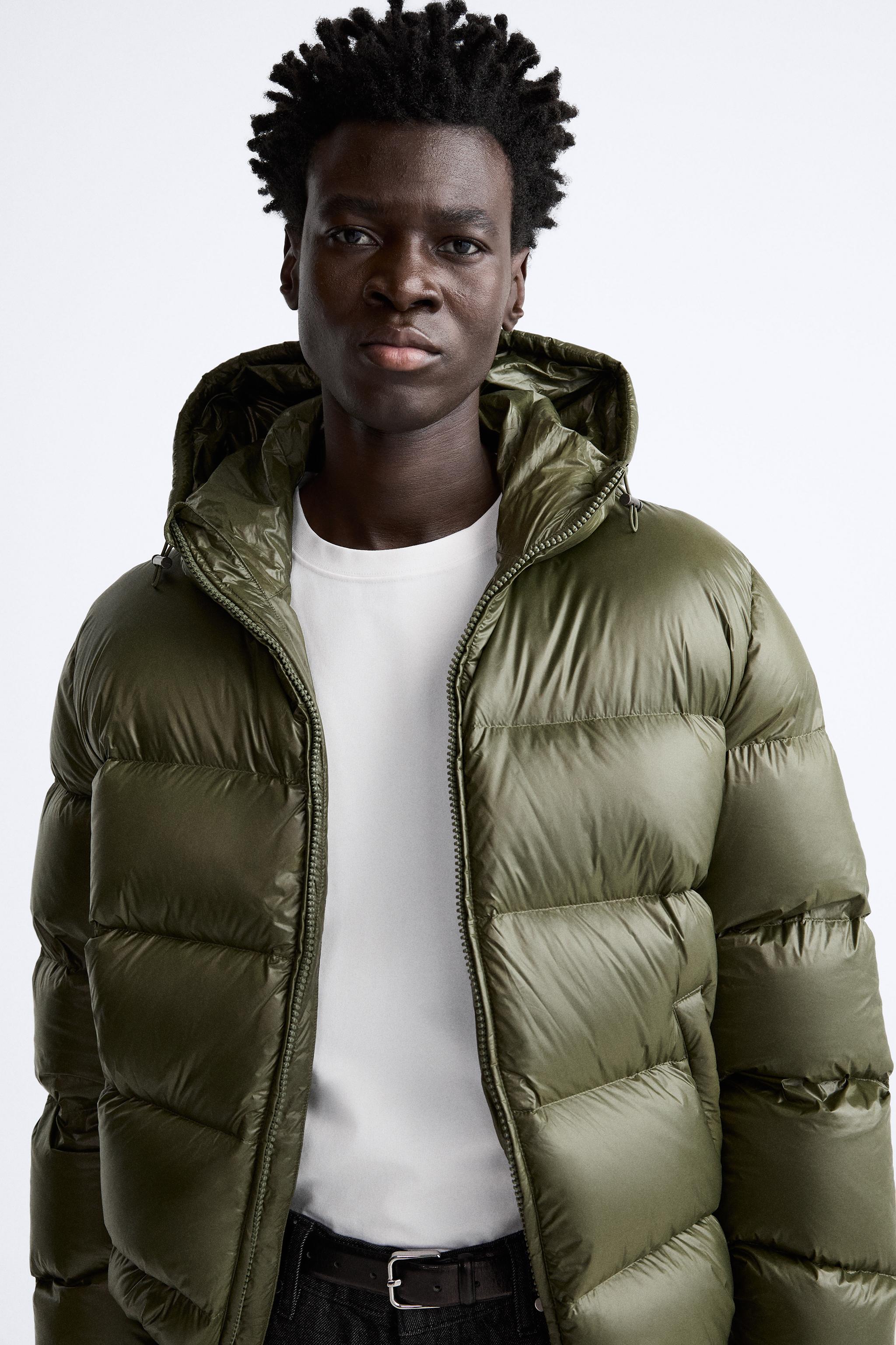 Zara green puffer on sale coat