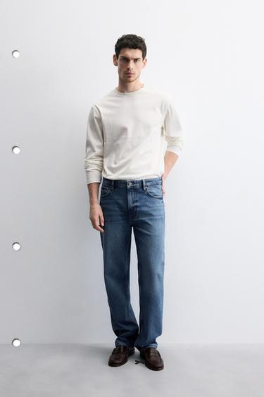 STRAIGHT-LEG COTTON-LYOCELL JEANS - Blue by Zara