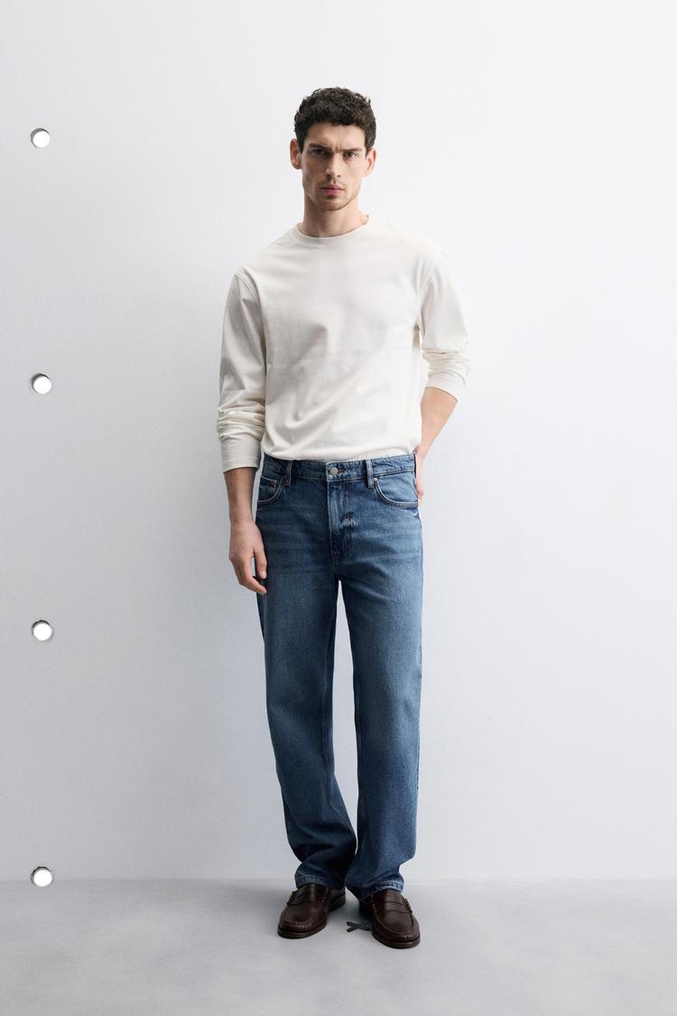 ZARA STRAIGHT-LEG COTTON-LYOCELL JEANS