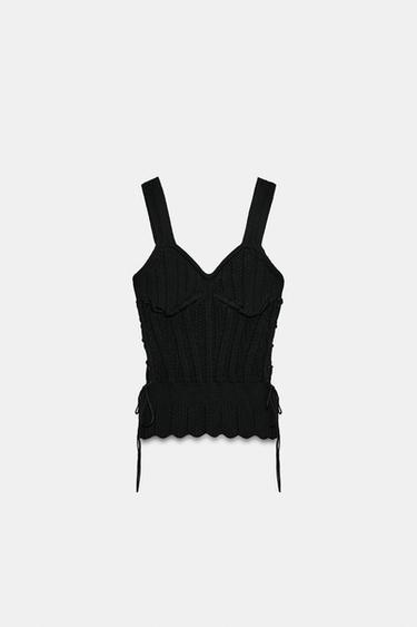 TOP STYLE CORSET EN MAILLE À CORDONS - Noir de Zara - Image 4