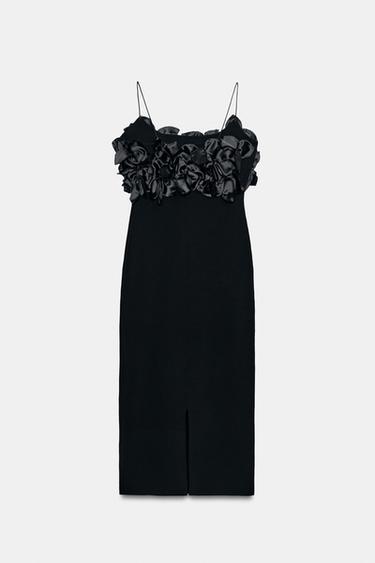 KNIT DRESS WITH FLORAL DETAIL - Black by Zara - Image 8