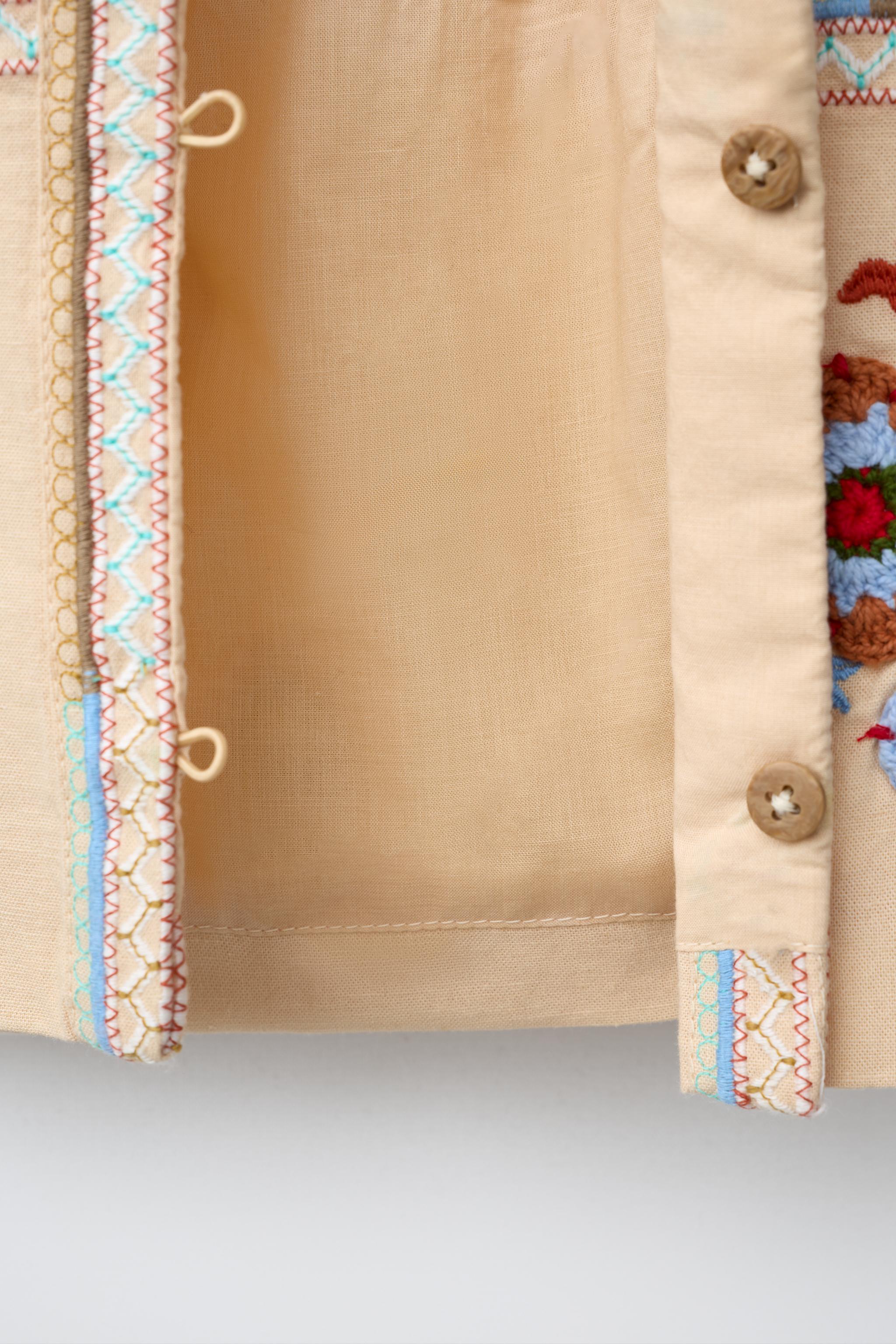 VESTE BRODÉE EN COTON ET LIN