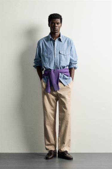 CHAMBRAY-HEMD REGULAR FIT MIT TASCHEN - Indigoblau von Zara - Bild 0