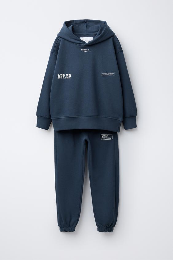 ENSEMBLE SWEAT À CAPUCHE ET PANTALON DE JOGGING INSCRIPTION Bleu