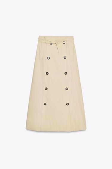 BUTTON-UP WRAP MIDI SKIRT - Sand by Zara - Image 1