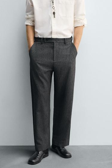 PANTALÓN CARROT FIT ESTRUCTURA - Gris / Azul de Zara