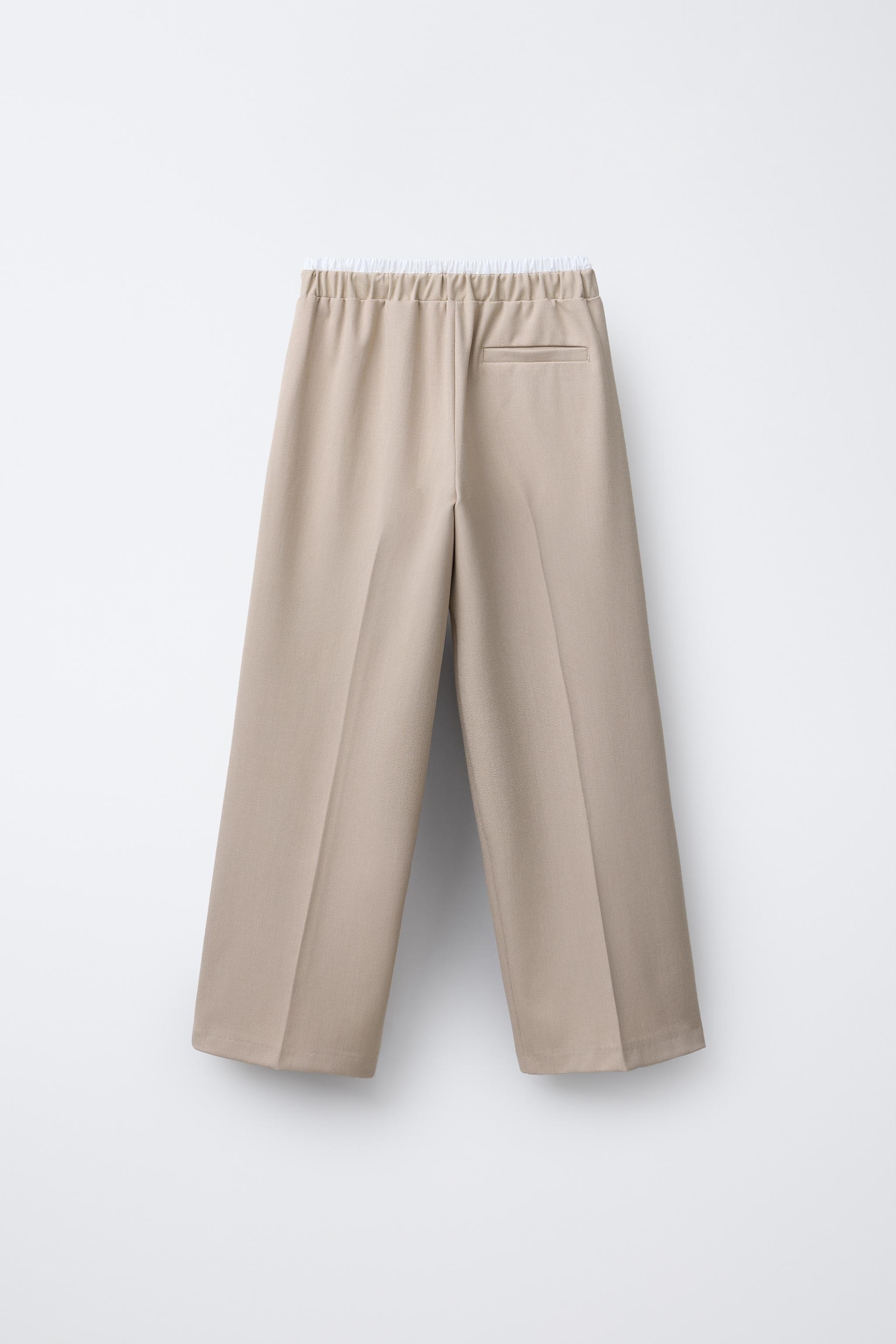 Zara - Wide Leg Double Waistband Pants - Light Beige - 12-13 Years (61,4 Inches) - Kids Zara - Wide Leg Double Waistband Pants - Light Beige - 12-13 Years (61,4 Inches) - Kids