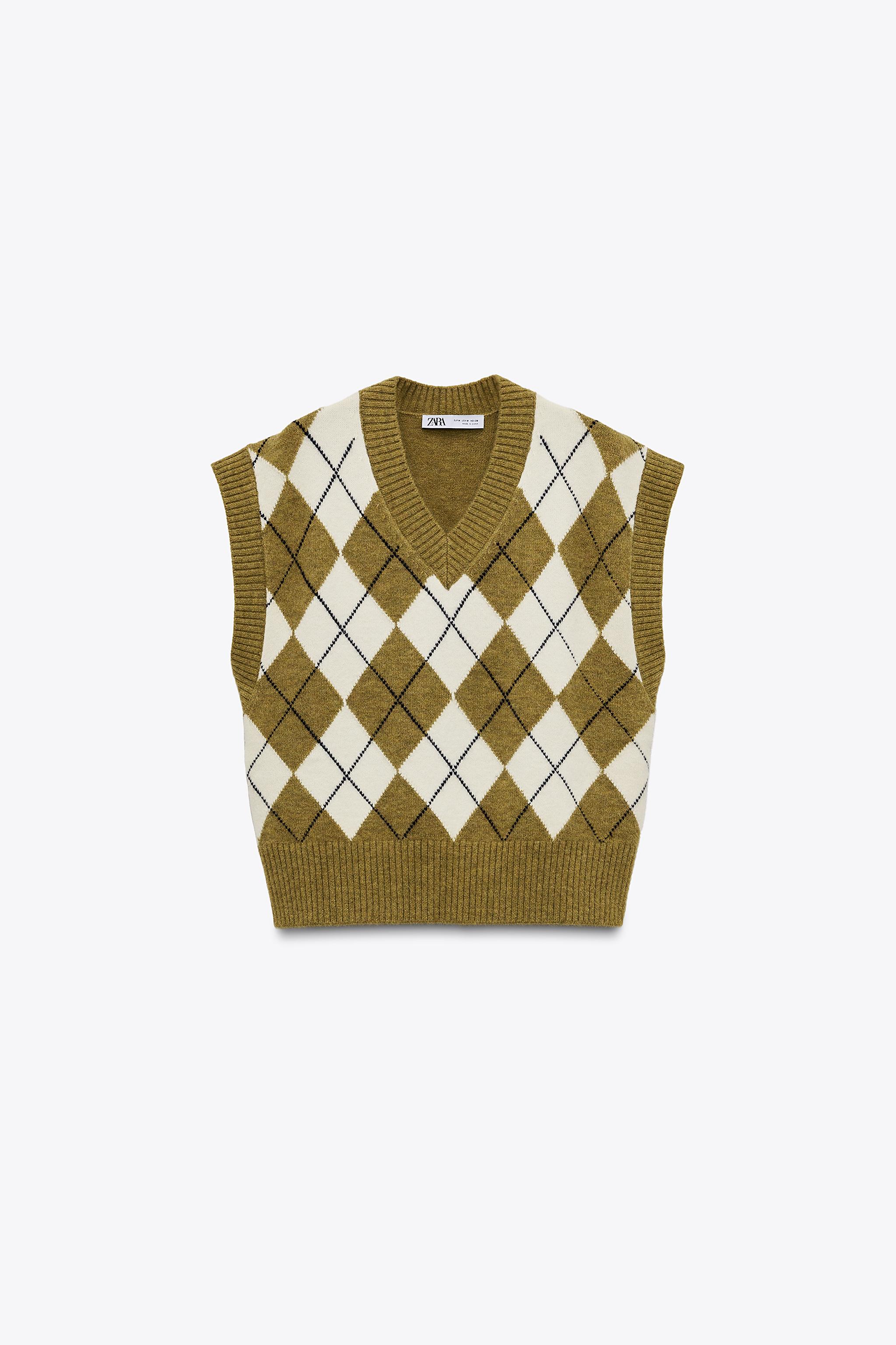 ARGYLE JACQUARD SWEATER VEST - Green | ZARA United States ARGYLE JACQUARD SWEATER VEST - Green | ZARA United States