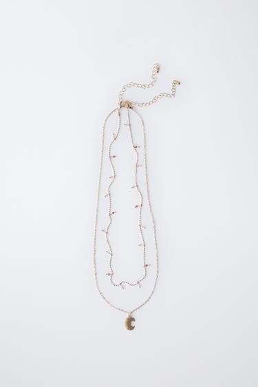 PAKKE MED TO HALSKÆDER CROISSANT VEDHÆNG - guld fra Zara