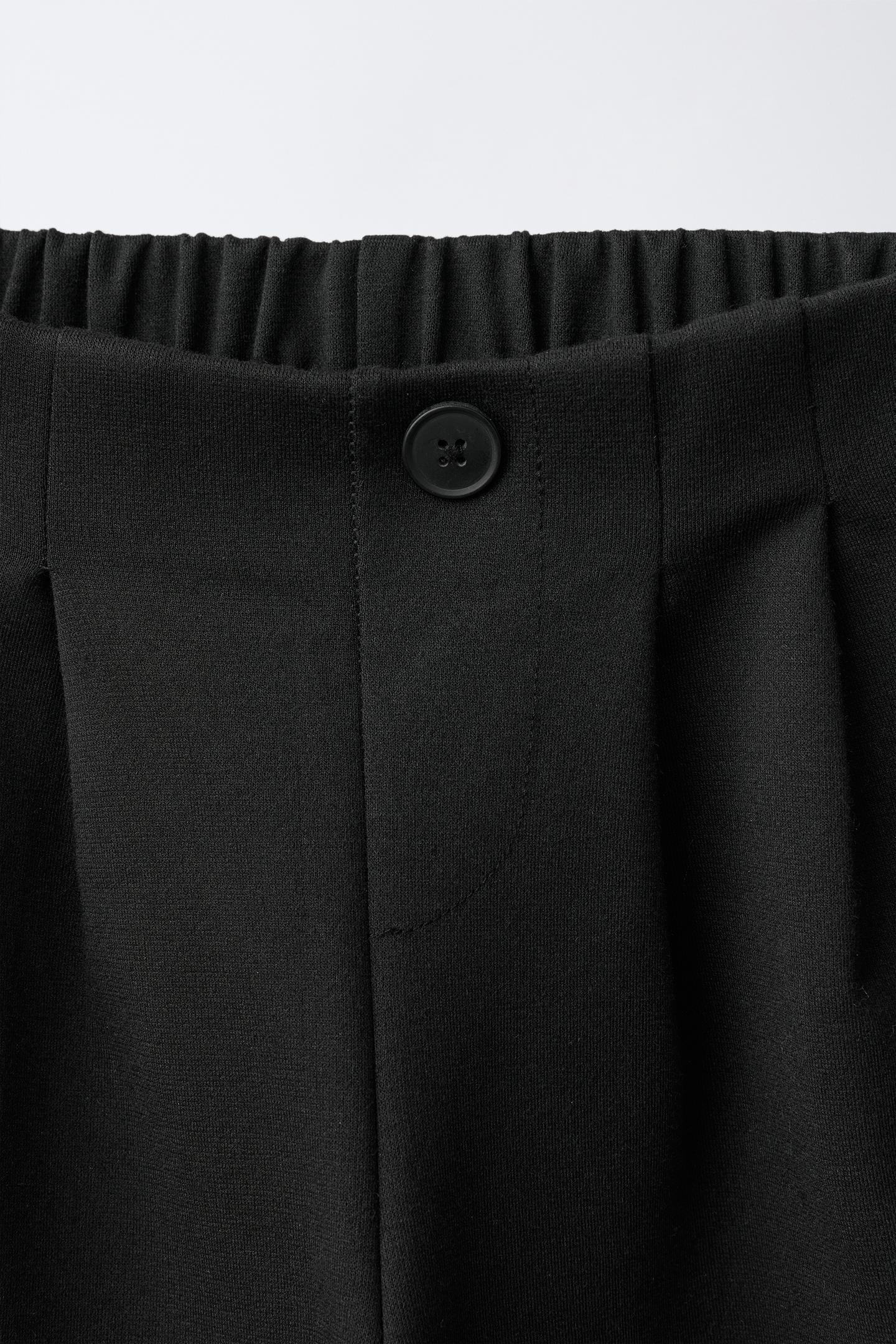 Детские брюки Zara Wide Leg Ponte Pleated, цвет: Чёрный — фото 3