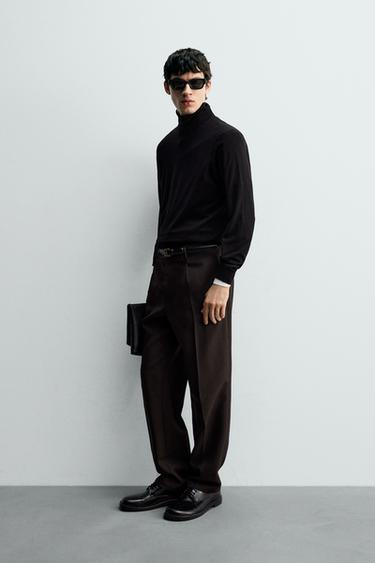 PANTALON PLIS 100% LAINE - Marron de Zara - Image 3