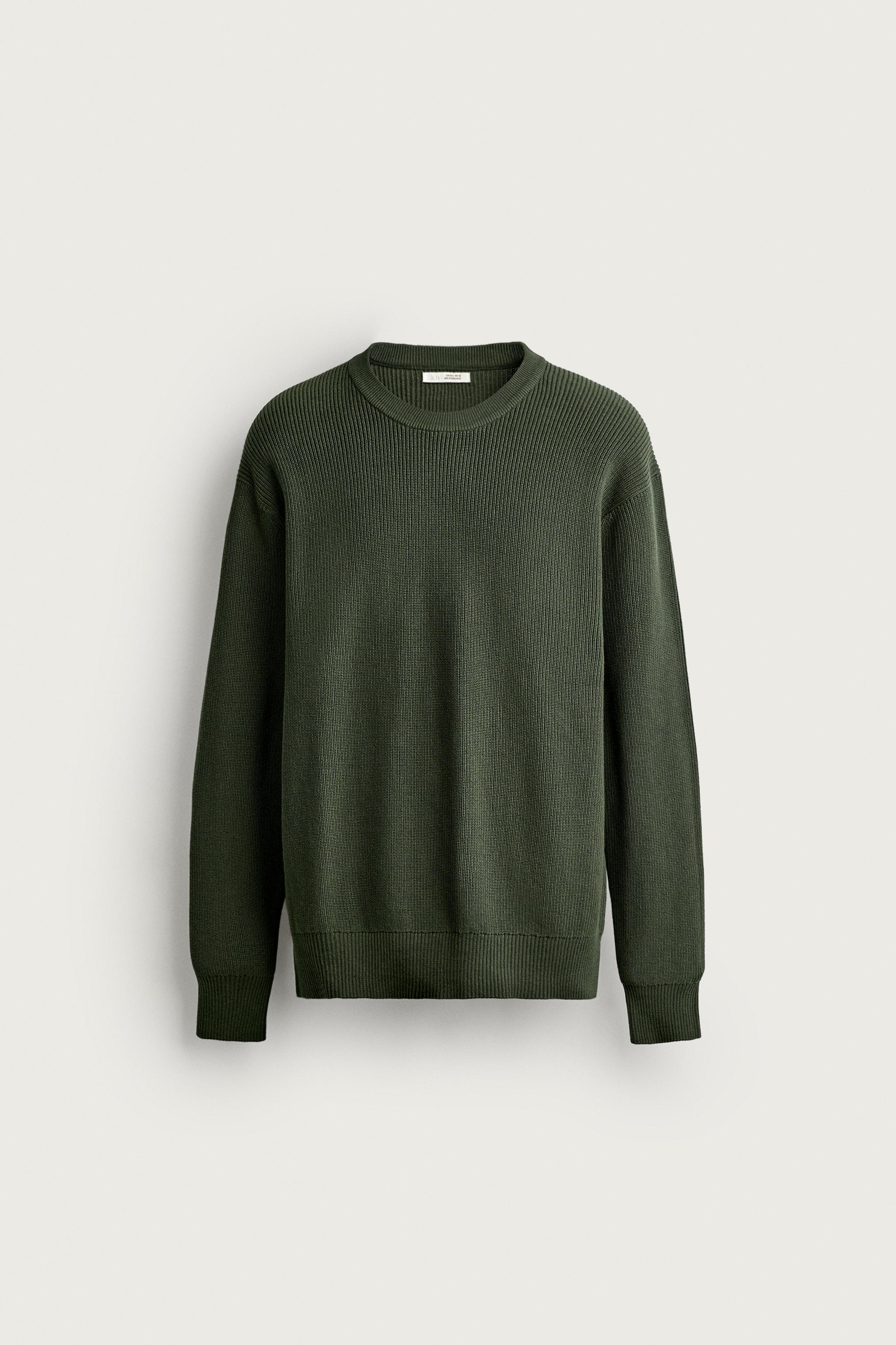 REGULAR FIT KNIT SWEATER — Green