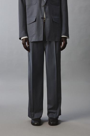 FLARE FIT WOOL BLEND SUIT TROUSERS - Blue by Zara