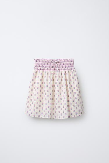 Zara FLORAL PRINT SKIRT - Ecru