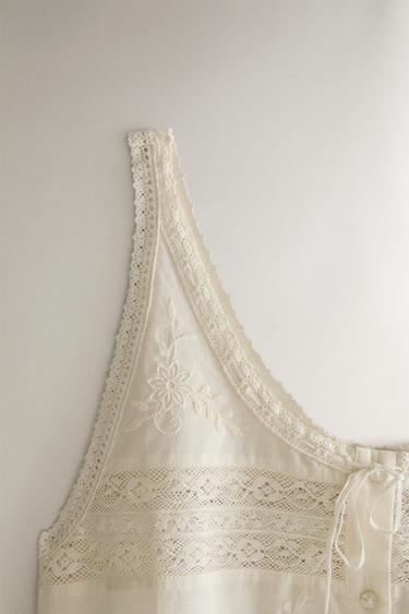 TOP COTON DENTELLE - Écru de Zara
