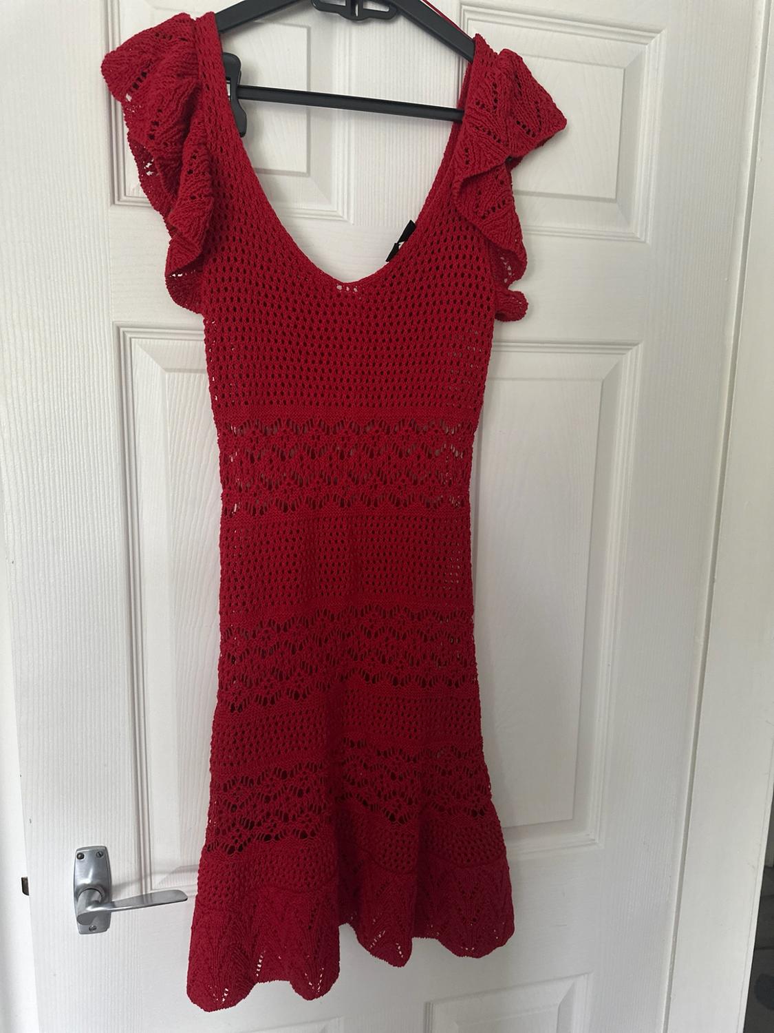 TEXTURED KNIT RUFFLE MINI DRESS - Image 3