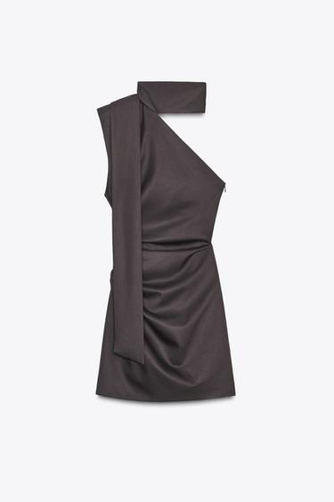 ASYMMETRIC SCARF MINI DRESS - Dark brown de Zara - Image 4