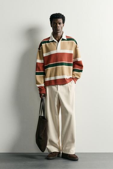 REGULAR FIT CONTRAST STRIPE POLO SHIRT - Mustard by Zara - Image 0