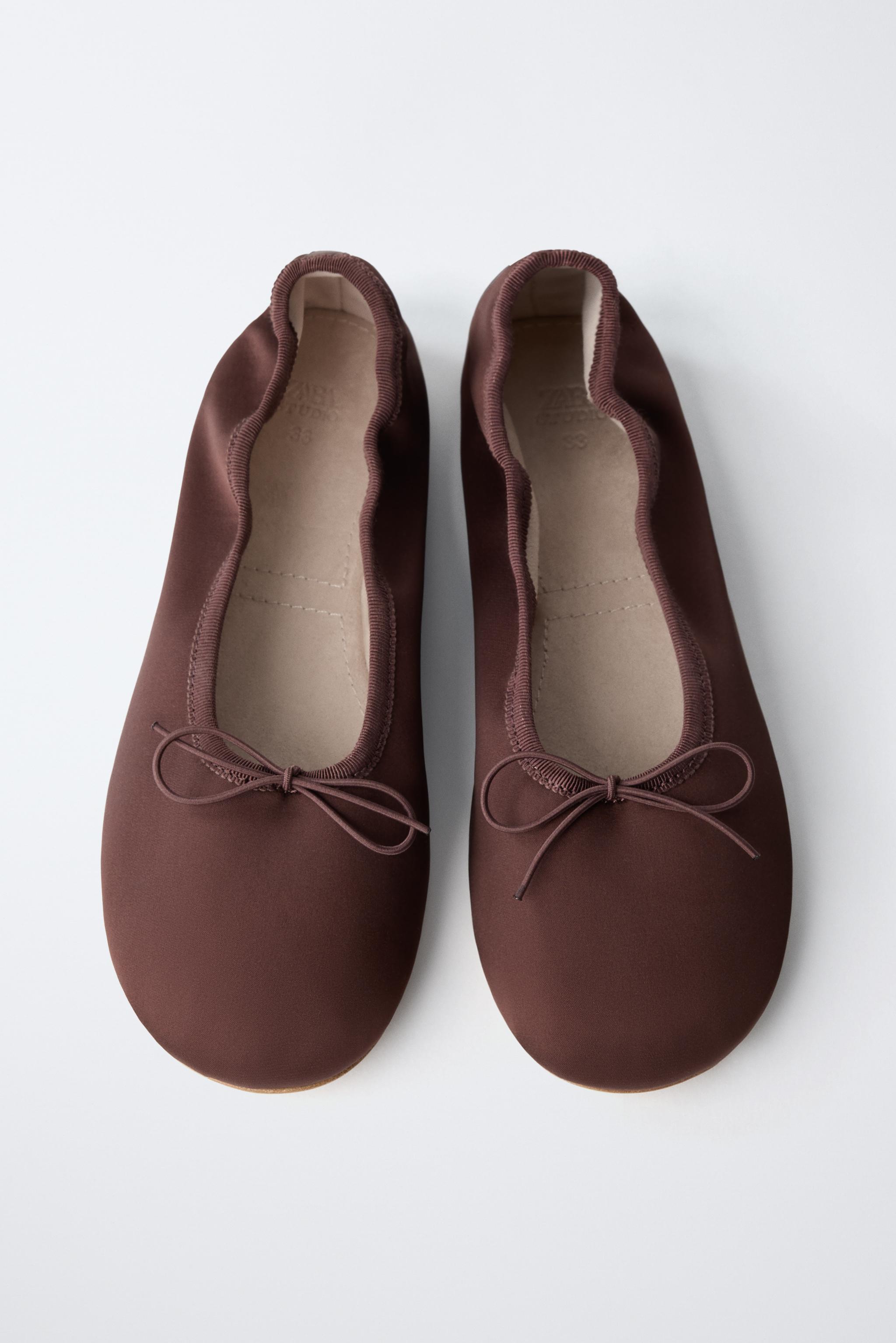 リボンディテールバレエシューズ - ボルドー | ZARA Japan / 日本