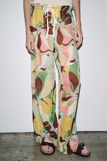 PANTALÓN ESTAMPADO FLORES RAMIO ZW COLLECTION - Verde de Zara